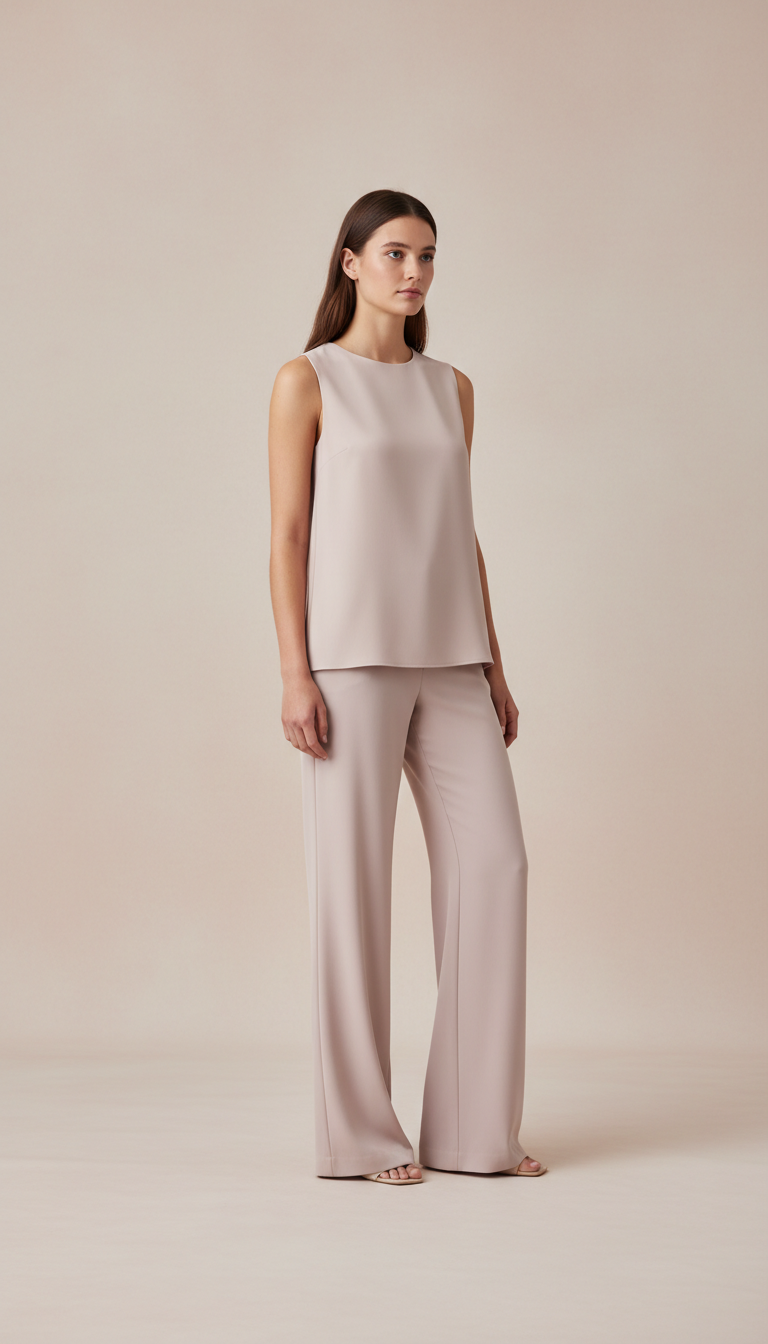 Crepe Wide-Leg Trousers