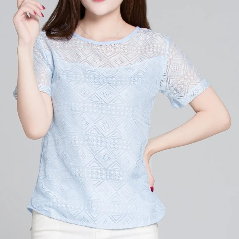 Lace Crochet Chiffon Blouse