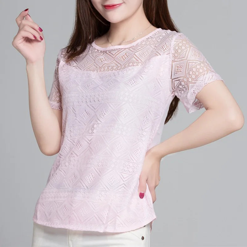Lace Crochet Chiffon Blouse