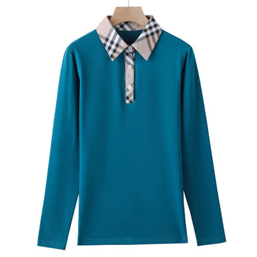 Contrast Collar Knit Cotton Top