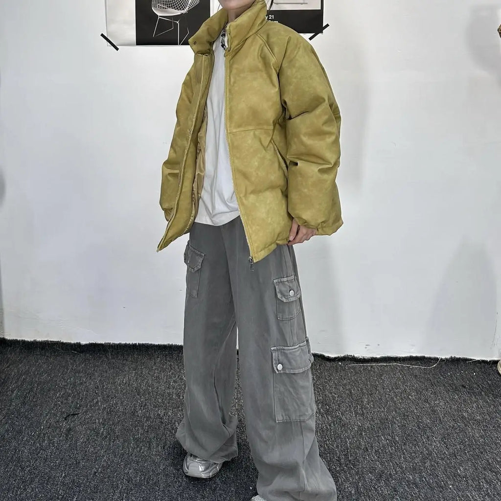 Oversized PU Leather Puffer Coat