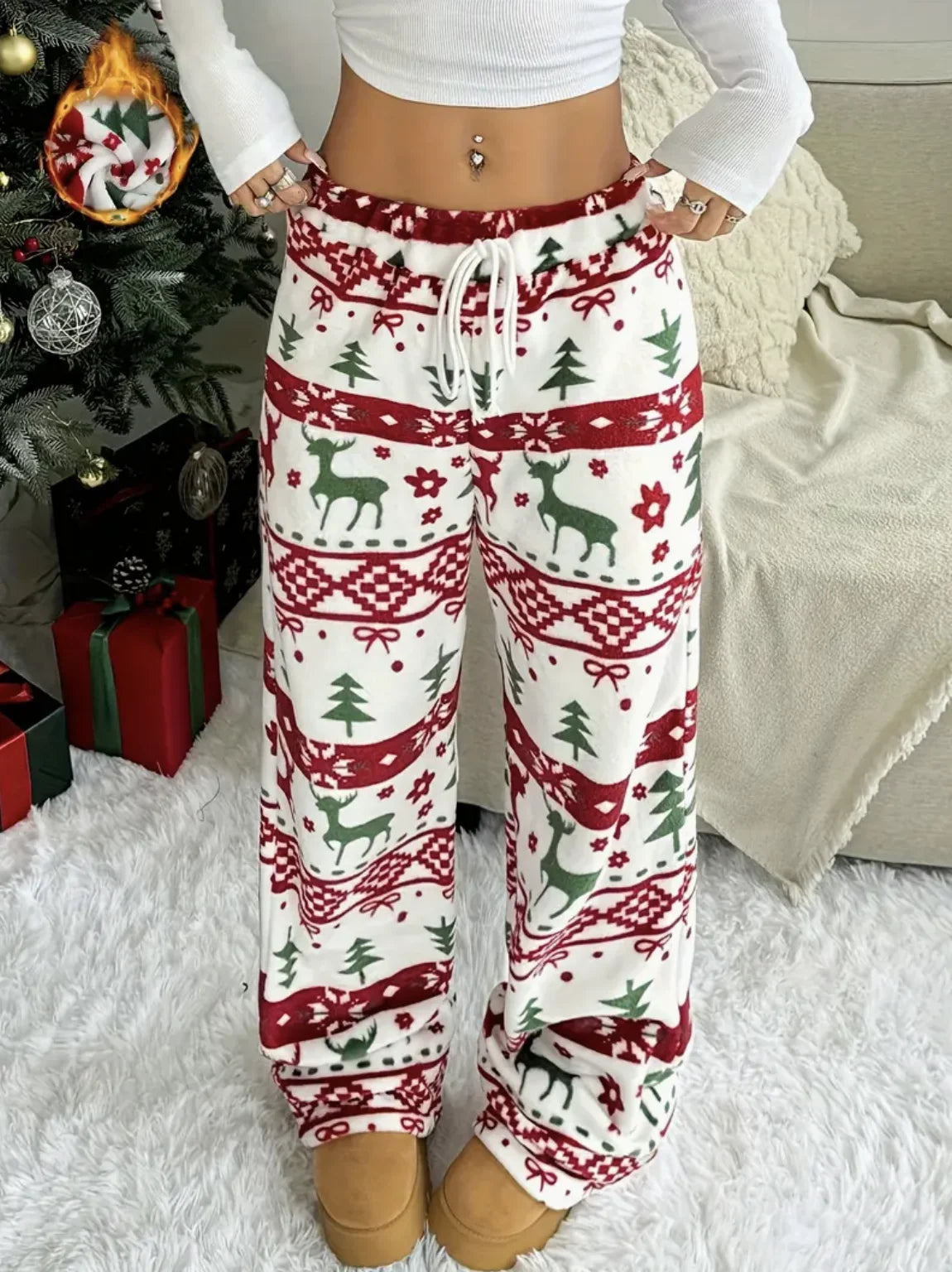 Fleece Wide-Leg Lounge Pants