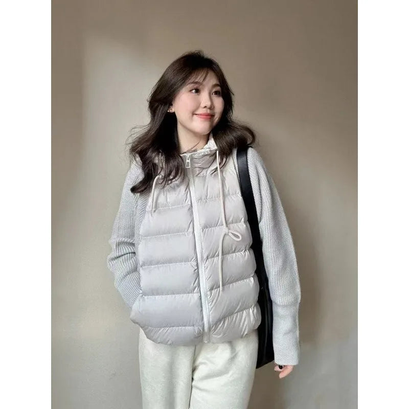 Knit Spliced Puffer Short Coat