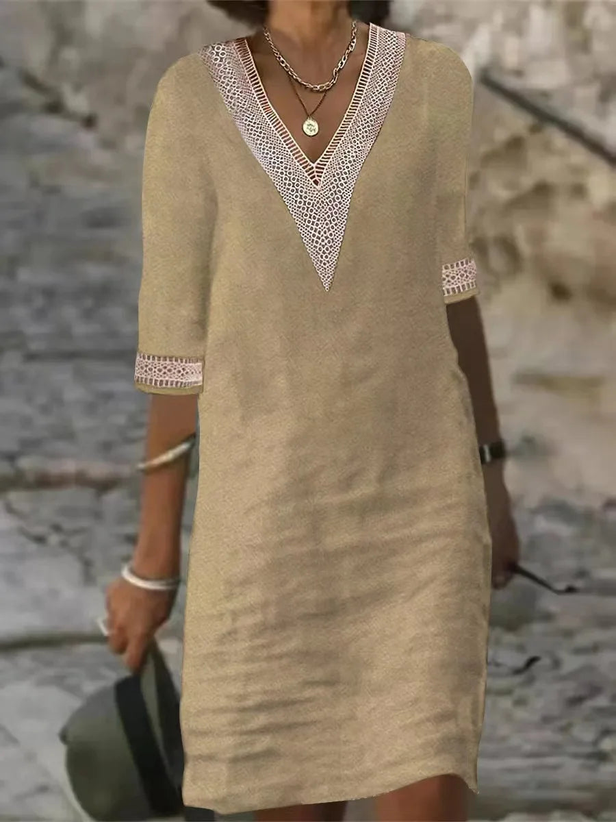 Ethnic Style Cotton Linen Maxi Dress