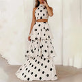 Polka Dot Halter Top & Midi Skirt Set