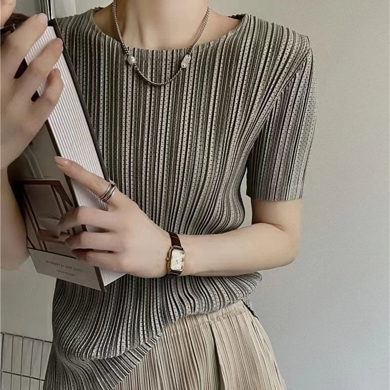 Miyake Pleated Hollow-Out Tee