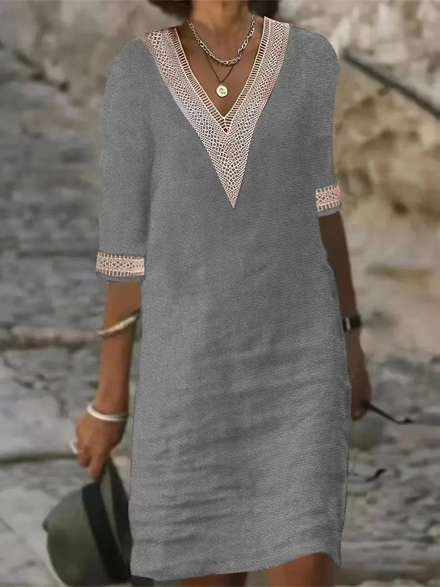 Ethnic Style Cotton Linen Maxi Dress