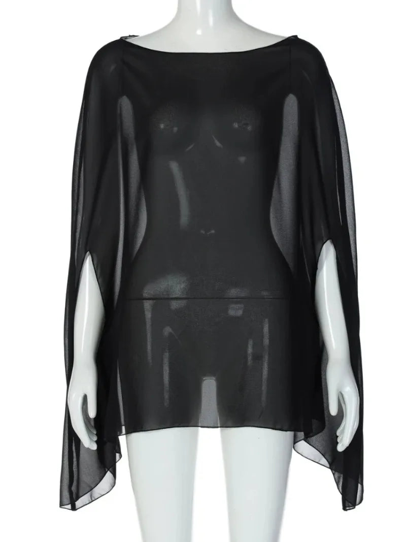 Sheer Chiffon Cover-Up Blouse