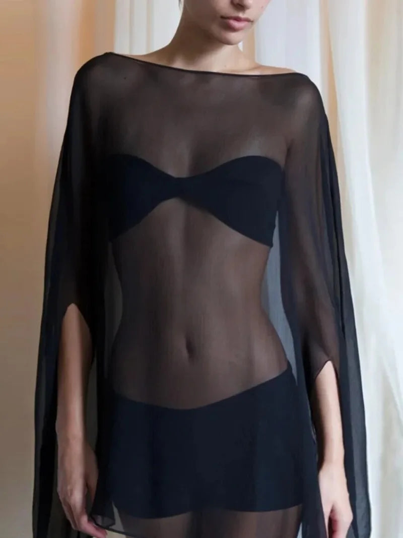 Sheer Chiffon Cover-Up Blouse