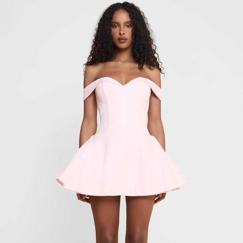 Contrast Ruffle Tube Dress