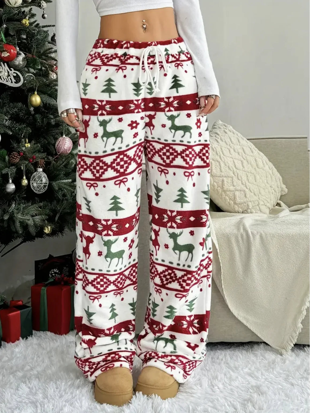 Fleece Wide-Leg Lounge Pants