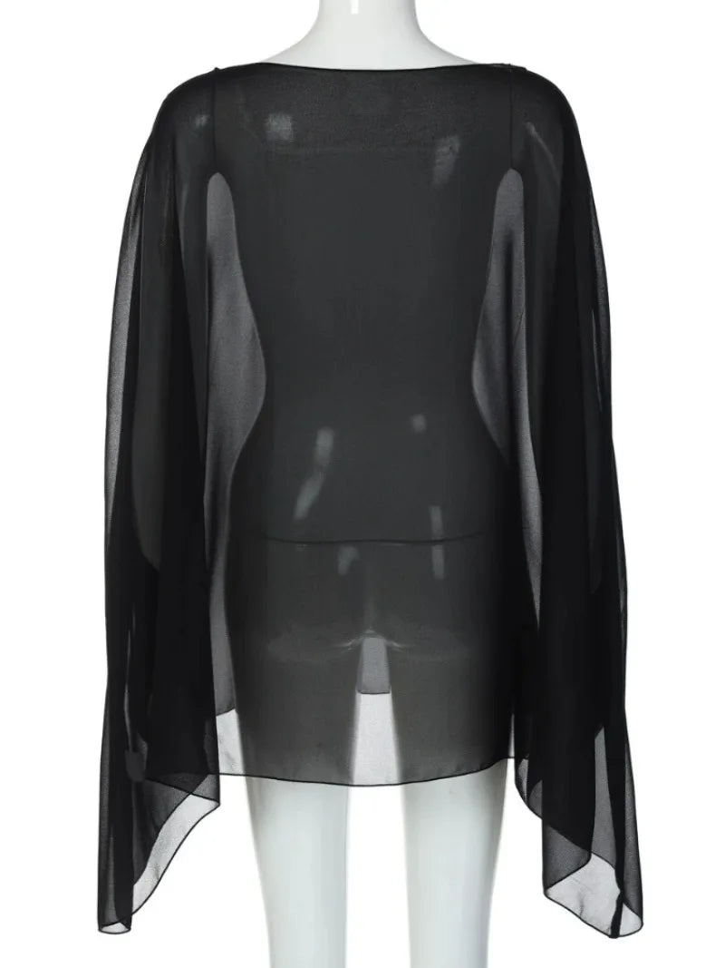 Sheer Chiffon Cover-Up Blouse