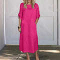Casual Cotton Linen Pocket Maxi Dress