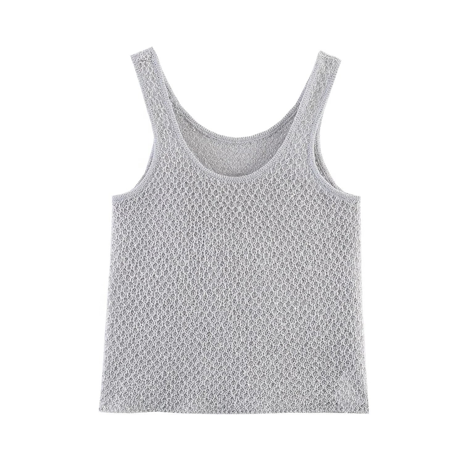 Pearl Detail Knit Vest Top