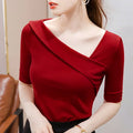 Slim Fit Skew Collar Blouse Top