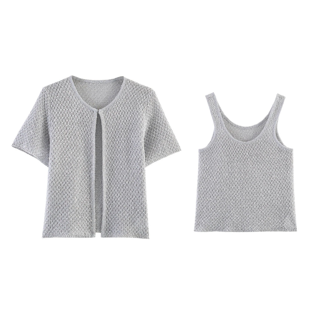 Pearl Detail Knit Vest Top