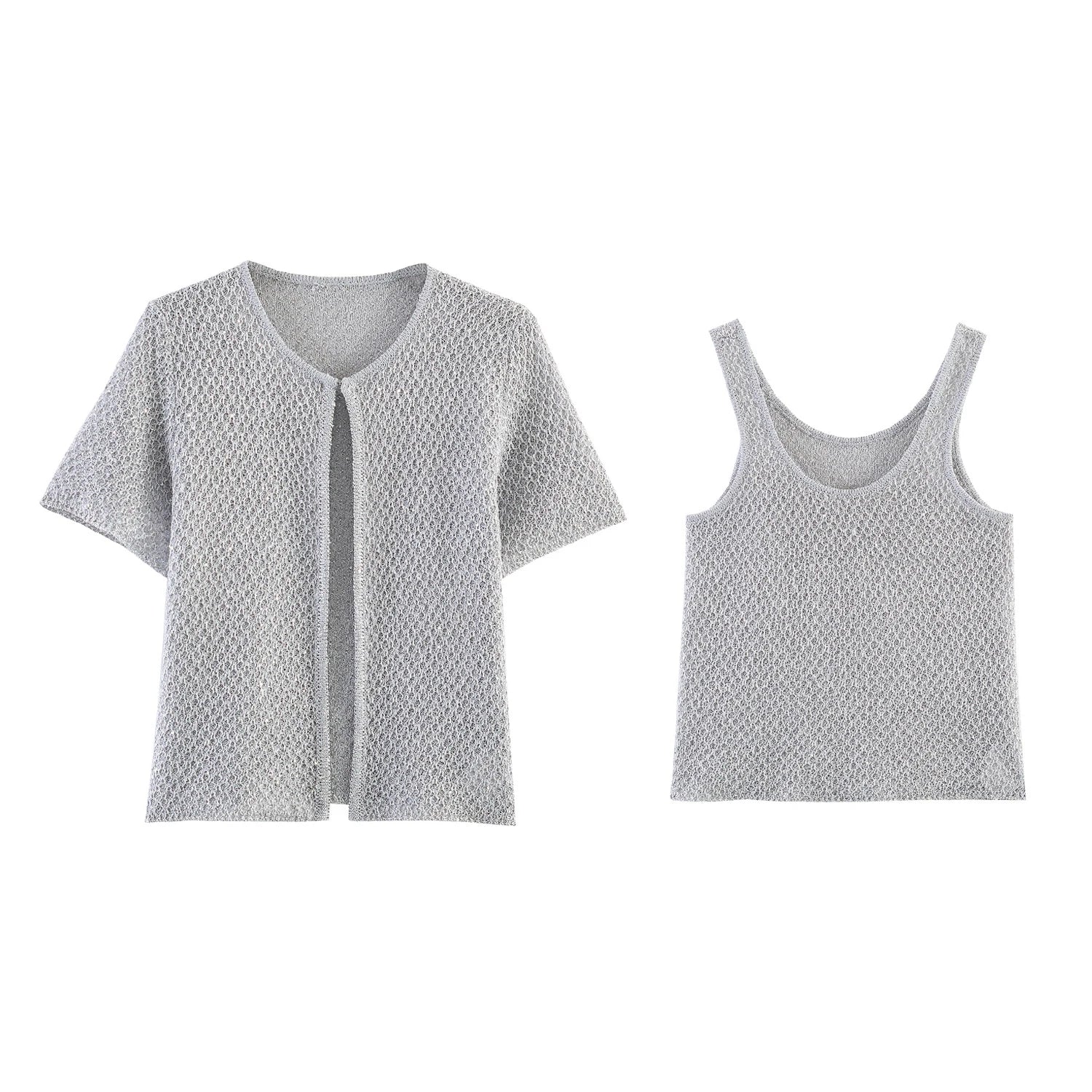 Pearl Detail Knit Vest Top