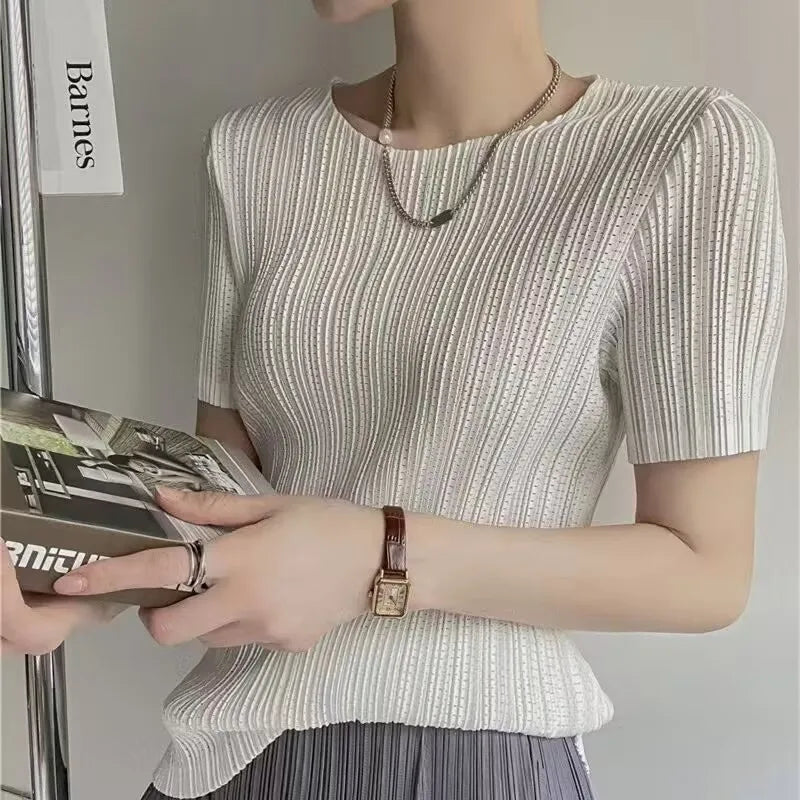 Miyake Pleated Hollow-Out Tee