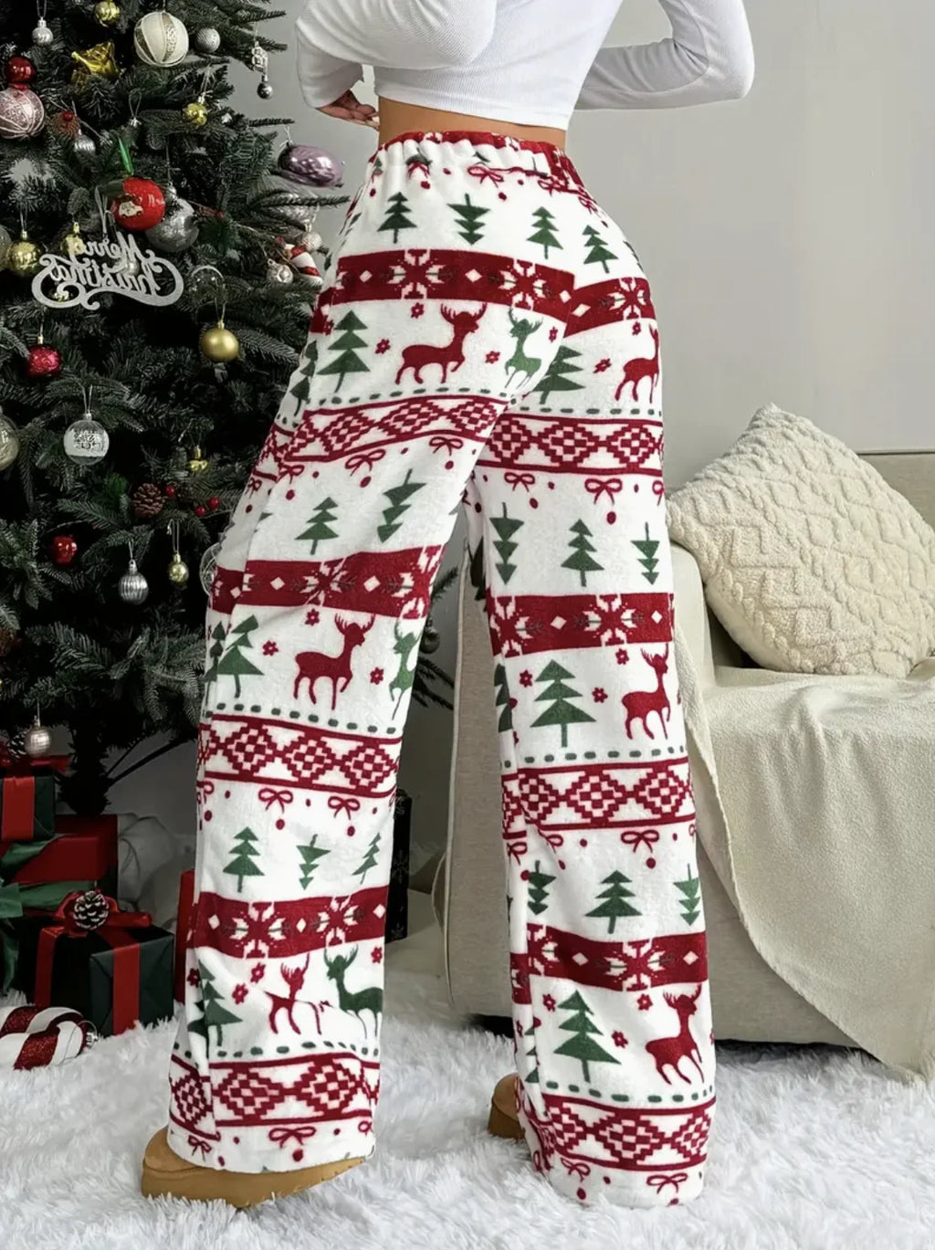 Fleece Wide-Leg Lounge Pants