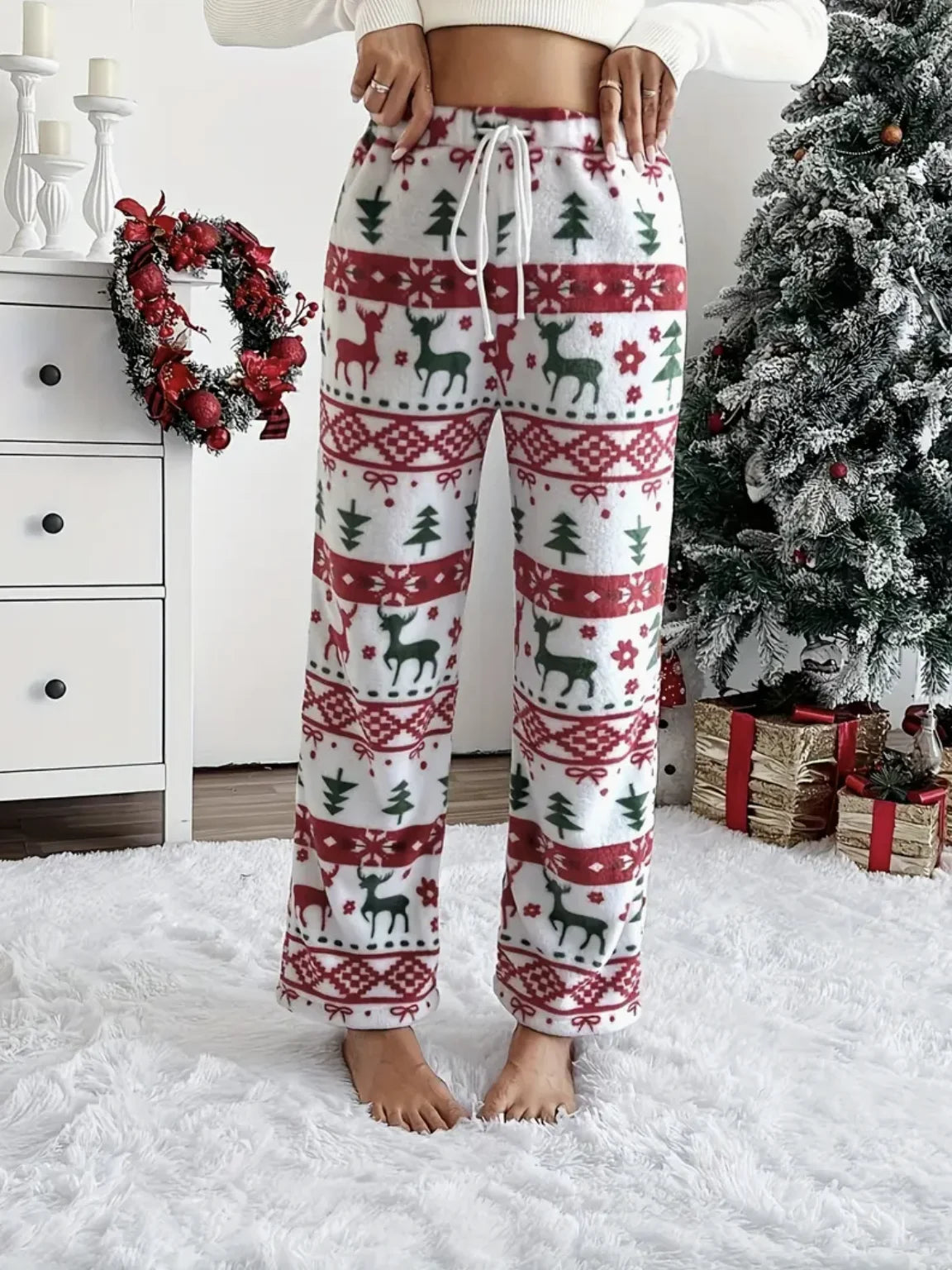 Fleece Wide-Leg Lounge Pants