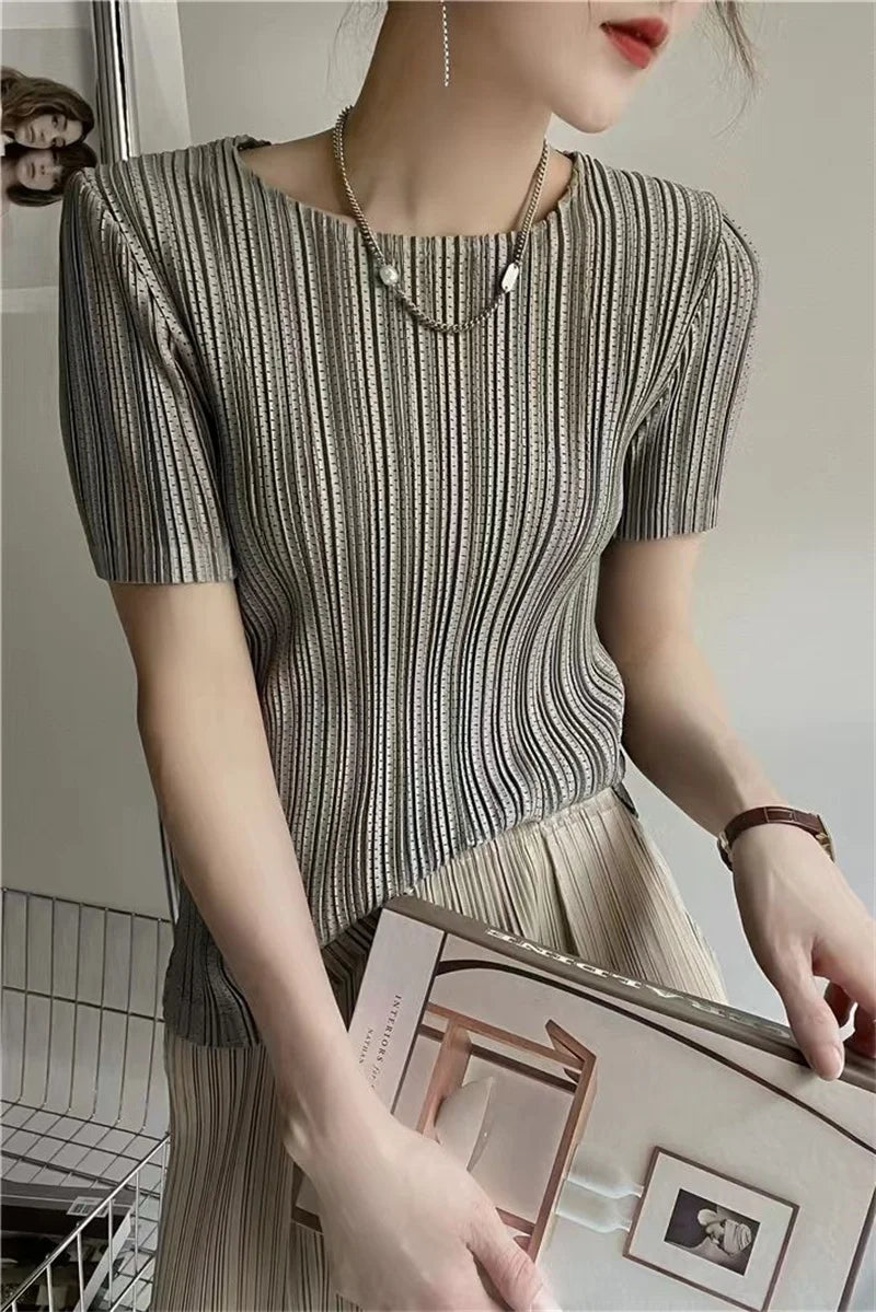 Miyake Pleated Hollow-Out Tee