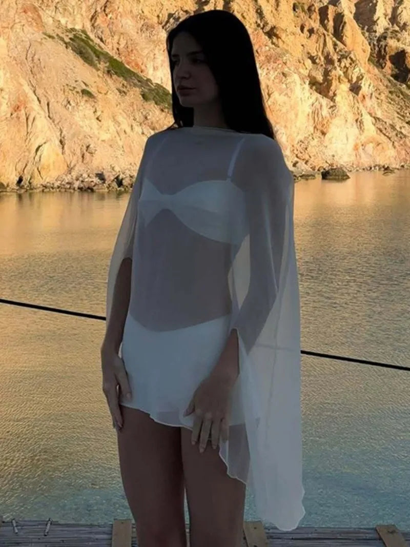 Sheer Chiffon Cover-Up Blouse