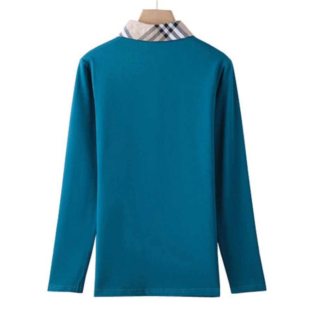 Contrast Collar Knit Cotton Top