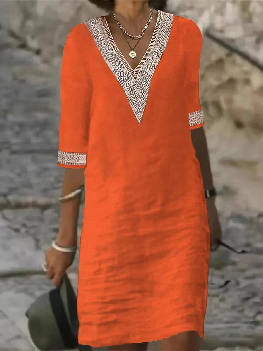 Ethnic Style Cotton Linen Maxi Dress