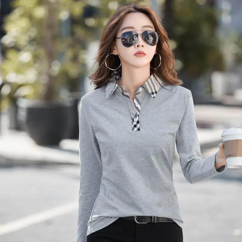 Contrast Collar Knit Cotton Top