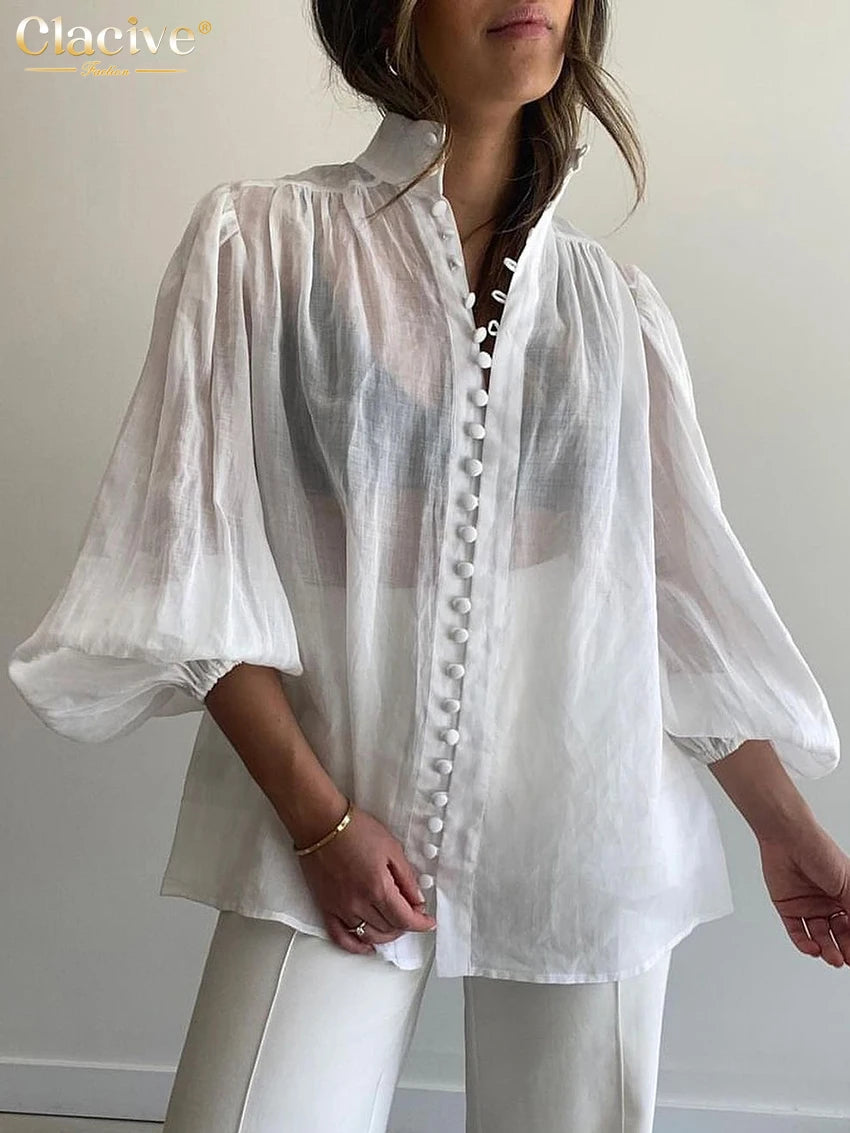 Puff Sleeve Cotton Blouse
