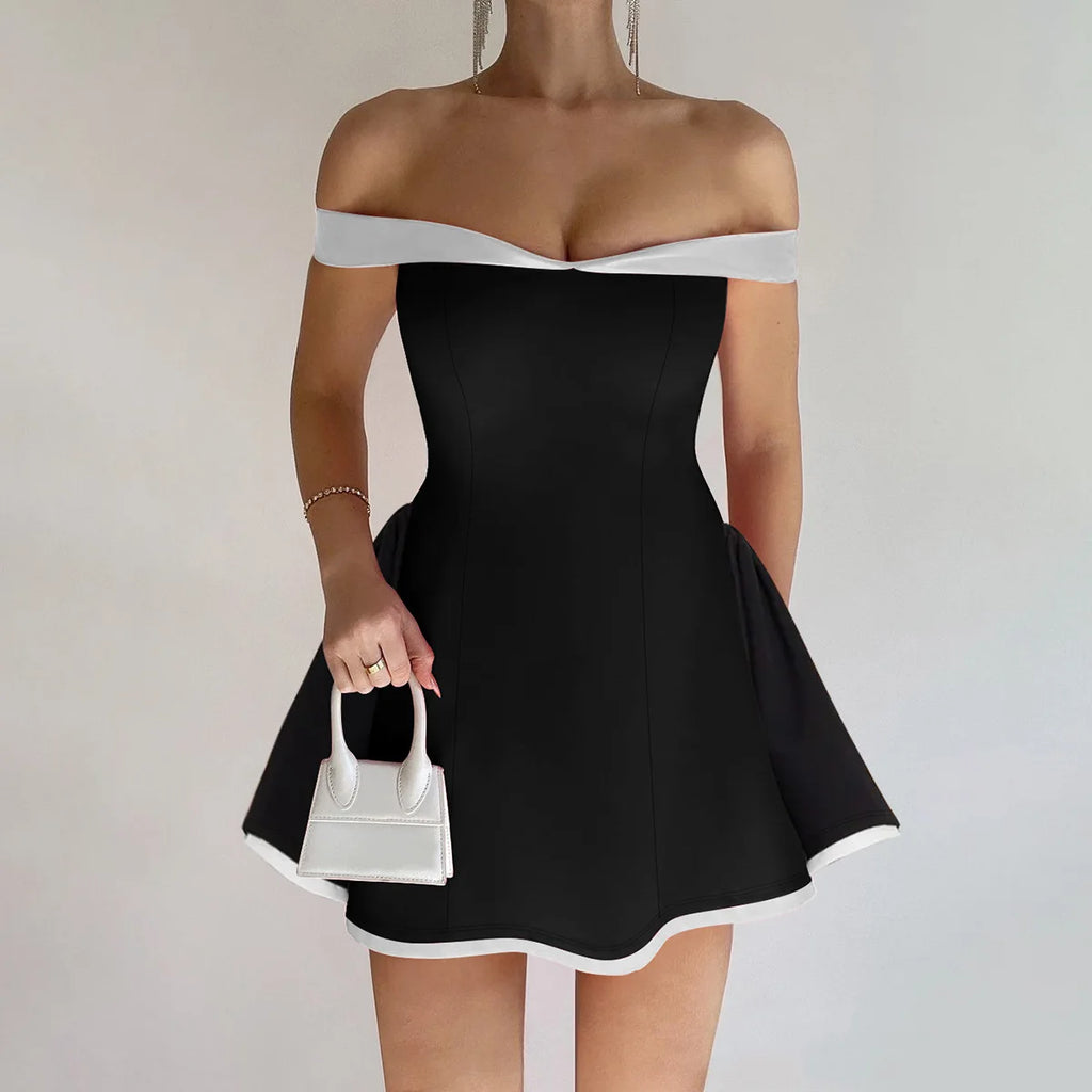 Contrast Ruffle Tube Dress