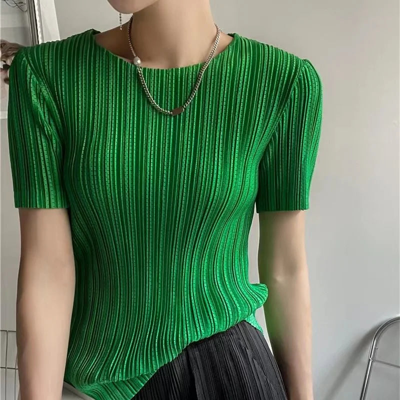 Miyake Pleated Hollow-Out Tee