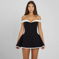 Contrast Ruffle Tube Dress