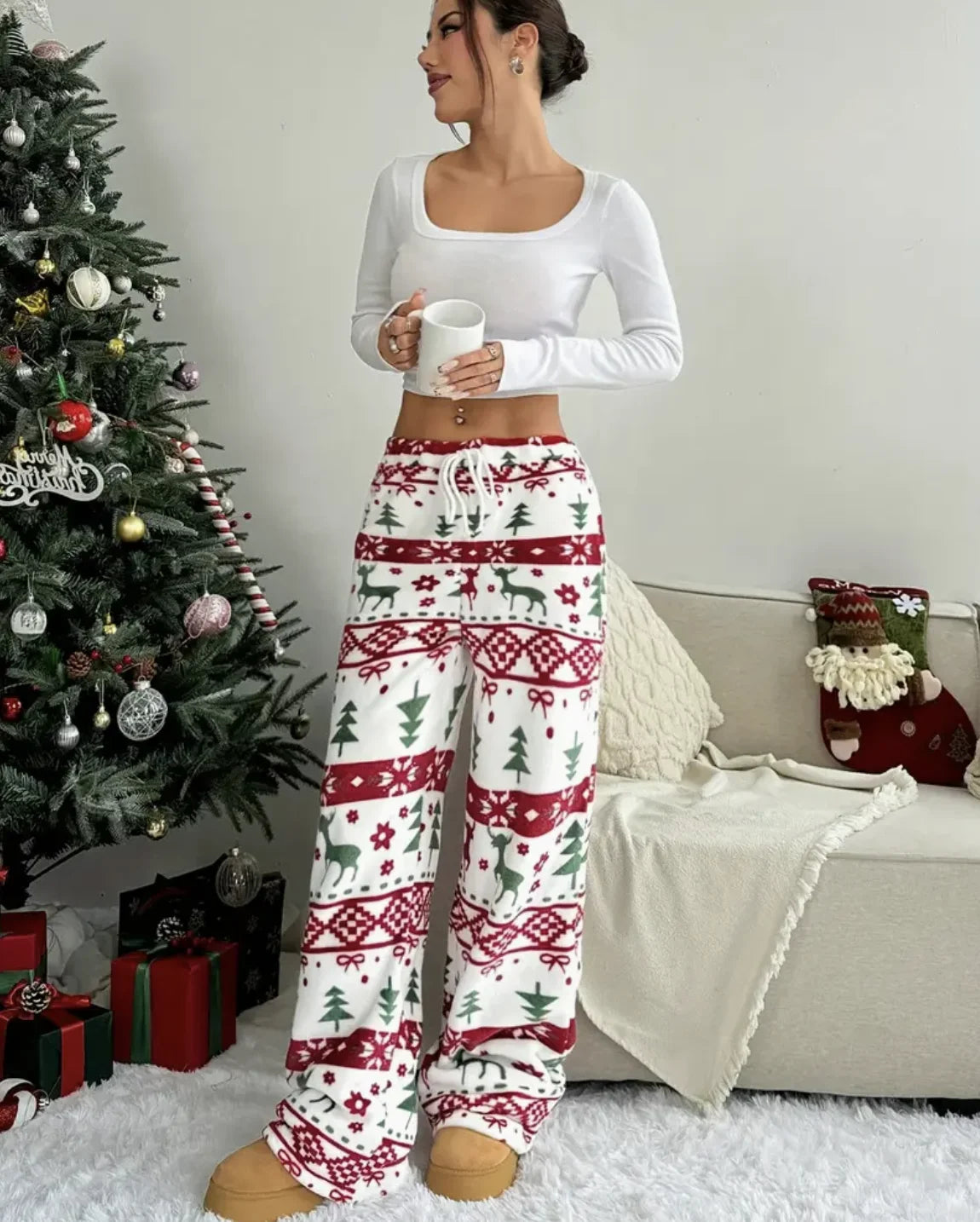 Fleece Wide-Leg Lounge Pants