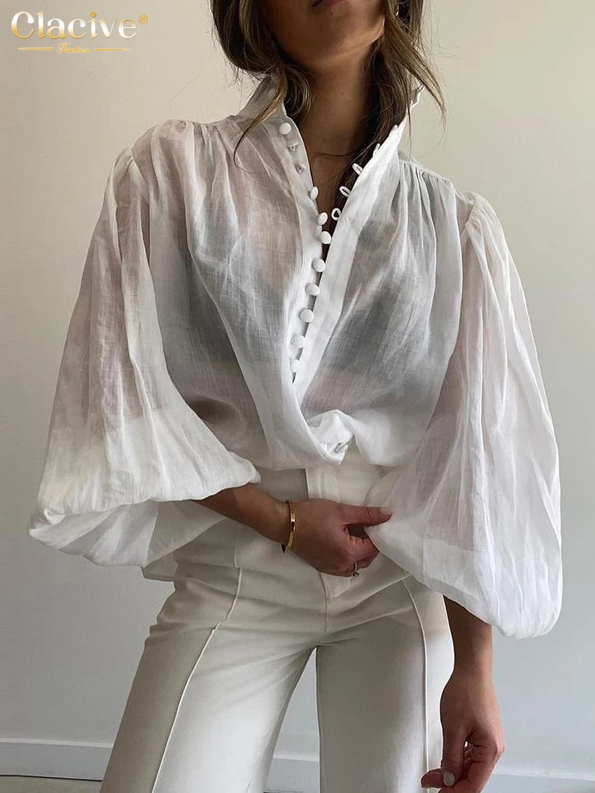 Puff Sleeve Cotton Blouse