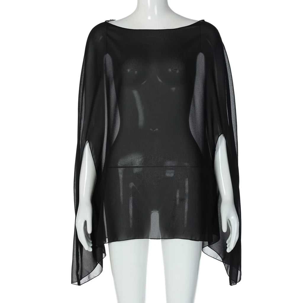 Sheer Chiffon Cover-Up Blouse
